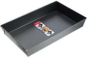 KADAX Barattolo rettangolare, teglia da forno in 3 dimensioni, bordi in lamiera alti per torte, pane toast, cheesecake, brownie, scatola di cura facile, distribuzione del calore (40 x 25,5 cm, nero)