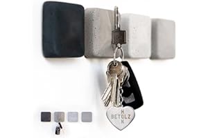 ‎BETOLZ BETOLZ® Design Schlüsselhalter Magnetisch aus Beton [‎7,5 x 7,5 x 2,5cm] Alternative zum Schlüsselbrett ohne Bohren/Schlüsselaufbewahrung zum Kleben - 4er Set