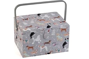 Hobby Gift Exclusive große Aufbewahrungsbox für Näharbeiten, Graue Hunde