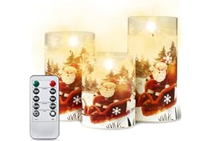 Nfhkpa Set 3 Candele Led, Candele Natalizie Decorative, Candele Finte con Telecomando e Temporizzazione, Addobbi Natalizi per la Casa, compatibile per Home Theater