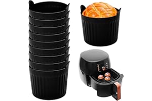 NAROSEBE 10 Pezzi Pirottini per Friggitrice Ad Aria, Stampi in Silicone per Friggitrice ad Aria Stampi per Uova in Silicone Muffin Friggitrice Air Fryer Riutilizzabili Stampo per Muffin Budini Cupcake
