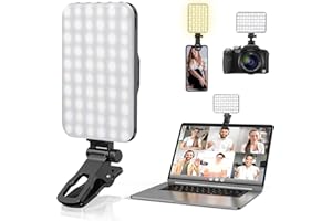 ANAUTIN Selfie-Licht, 60 LED 2200mAh wiederaufladbares Handy-Fülllicht 7 Modi, 10-stufige Helligkeit, tragbares Clip-On-Licht für Telefon/Tablet/Laptop, Zoom Call Vlog Make-up TikTok Video Fülllicht