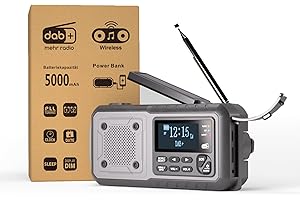 Acta Berg Kurbelradio DAB+/UKW | Notfallradio mit Kurbel & 5000 mAh Akku | Solar Radio mit Wecker | Handkurbel Blackout Notfallausrüstung | Als Taschenlampe & Ladegerät | SOS