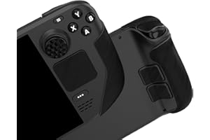 PlayVital Grip Manette pour Steam Deck OLED Console Accessoires avec Capuchon Joystick & Sticker Bouton Arrière & Autocollants Pavé Tactile & Gâchette,Skin Antidérapant pour Steam Deck LCD-Noir