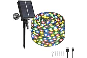 Tacobey Guirlande Solaire Extérieur, 20m 200 LED Guirlande Lumineuse Solaire 8 Modes, Etanche, Décoration pour Jardin, terrasse, Balcon (Multicolore)