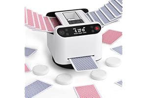 OBLITZON Mélangeur et Distributeur de Cartes Automatique – Rotation 360° pour 1–2 Jeux, 2–12 Joueurs avec 4 Télécommandes | Modes de Jeu Intégrés, Rechargeable & Silencieux pour Poker, UNO, Phase 10 (Blanc)