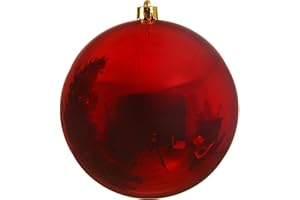CB Home & Style Weihnachtskugel bruchfest Plastik Kunststoff Christbaumkugel Baumkugel glänzend groß XXL (Weihnachtsrot, 14 cm)