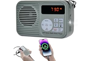 YONARS Radio portátil FM de Bolsillo con Bluetooth, Pantalla Digital LCD Digital, 3W Altavoz estéreo, Temporizador, Linterna LED, Compatible con SD/TF, para Trotar, Caminar, Viajar Radio Digital Portátil