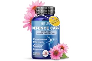 VIVACAPS Integratore difese Immunitarie adulti 120cps due al giorno, Integratore sistema immunitario con Echinacea Forte, Lattoferrina, Vitamina C, Zinco, Vitamina D - Made In Italy
