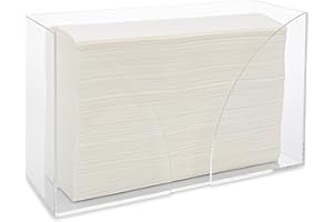 SimplyImagine Countertop Paper Towel Holder - Clear Acrylic Storage Holder for Kitchen or Bathroom Use with Multifold, C Fold, Trifold, Z Fold Folded Hand Towel Napkins - Commercial or Home Use