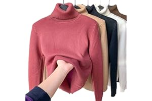 JOCCOS Winter Fleece Thick Knitted Bottoming Shirt, Women Casual Thick Turtleneck Sweater Soft Thermal Slim Bottoming Sweater