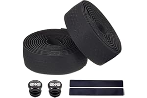 PLATTBK Ruban de guidon de cyclisme sur route Guidolines,Bande de guidon de vélo avec Bouchons, Utilisé pour la Plupart des Vélos 2 Pièces