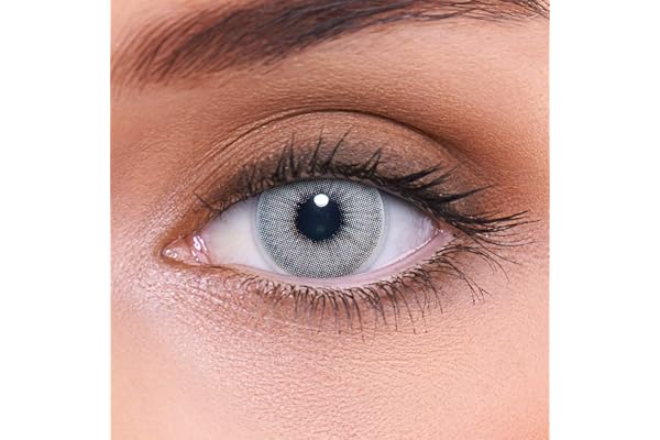 LENZOTICA Lentilles de Contact Colorées Gris Naturel Couvrantes NATURAL LIGHTGREY + Étui, 1 Paire (2 Pièces), DIA 14.00, Sans Correction, 0.00 Dioptries, Lentilles Trimestrielles, Soft Lens