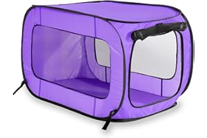 Beatrice Home Fashions Portable, Collapsible, Pop Up Travel Pet Kennel, 32.5" L x 19" W x 18" H, Purple