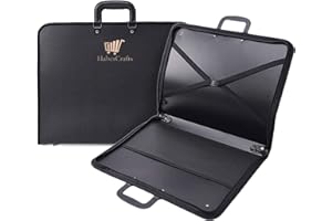 Habercrafts A2 Portfolio Case Art Folder Artist Presentation Carry Case Portfolio Carrying Strap Water Resistant Vinyl Storage Pocket Protection Zip Bag 45.5 x 62.5 x 3.8 Deep (A2 Art Portfolio)