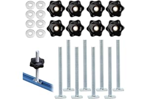 PARASTAR 8 Set / 24 Pcs M8 T Track Bolts, T Slot Bolts M8 and Plastic Hand Nuts Kit, Aluminum Alloy T-Track Clamp Accessories, T Track Knob Kit for Woodworking Tool Slots and Fastening Fixtures