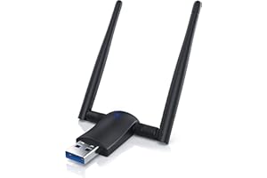 CSL-COMPUTER CSL - WLAN Stick 1200Mbit/s WiFi Dual Band Adapter 5GHz + 2.4GHz Dual Band 1200 Mbit/s USB 3.0 WiFi Dongle 1200mbps mit 2 x 5 dBi Antenne für PC Desktop, Laptop Windows 7 8 8.1 10 11