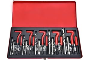 MIUCOGUIER 131 Piezas Kit de Reparación de Roscas m5 m6 m8 m10 m12 Insertos de Rosca Grifos y Brocas Herramientas para Reparación de Roscas con Caja de Almacenamiento para Reparaciones de Automóviles