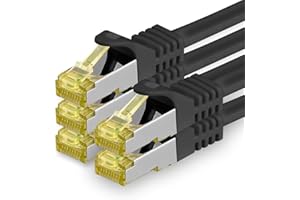 freiwerk 5x 0.5 M - CAT-7 Cat.7 Netzwerk-Kabel, Ethernet, Lan & Patch Kabel RJ-45 SFTP 10GB/s - schwarz