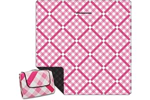 ONCCI Coperta da picnic, impermeabile, XXL, senza sabbia, per attività all'aperto, picnic, campeggio, pieghevole, lavabile, per picnic, spiaggia, campeggio, 200 x 200 cm (rosa griglia)