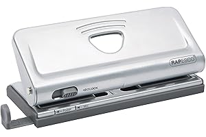 Rapesco 1344 Perforadora Ajustable para 6 Agujeros, Capacidad para 10 Hojas, Plateado