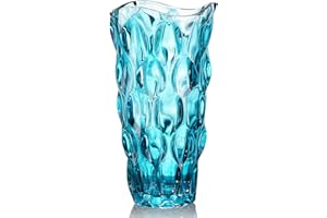 CEMABT Glass Vases for Flowers，Thickened 3.4 lb Morden vases for Tables Centerpieces, vase for Home Decor, Crystal,Colorful,Vintage and Clear Rose Large Vases Christmas Day Gifts（Blue）