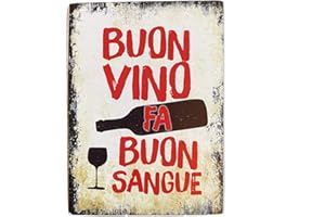 CUCUBA Kustom Art Calamita (magnete) Serie Drink Buon Vino Fa Buon Sangue Vintage per Frigorifero/Garage/Bar Stampa su Legno 10x6 cm