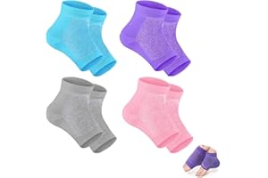 DOMICUBES 4 Paires Chaussettes Hydratantes En Gel, Talon En Gel Ventilé À Bout Chaussettes Ouvert, Confortables Et Douces Pour Talons Fissurés, Peaux Sèches Et Déchirées, Idéales Pour Les Hommes Et Les Femmes