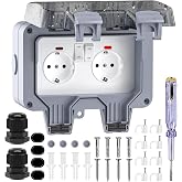 Outdoor Waterproof Socket, IP66 Waterproof Socket with Switch, Cable Connector and Flip Lid, for Kitchen, Bathroom, Garage, P