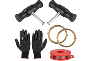 Syvory 7 Stück Windschutzscheibe Ausbau Werkzeug Set,Windschutzscheibe Removal Tools mit 3 Fensterglas Schneidedraht und 2 Griffen und Fäustling,für Professionelle Reparaturen Schneidedraht