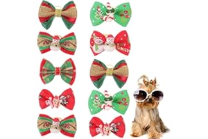 EIH1 10pcs Noeuds pour Poils Chien de Noël avec Élastiques en Caoutchouc, Noeuds pour Chien Colorés Noeud Chiot Dog Bows pour Le Toilettage Quotidien des Animaux de Compagnie Pendant Les Festivals