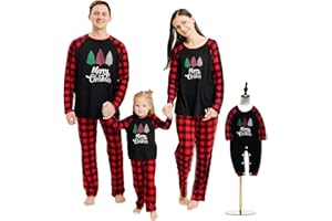 Haokaini Pyjamas de Noël Vêtements de Nuit pour la Famille Chemise de Nuit de Noël pour Bébé Enfants Filles Garçons Parents,Christmas Pajamas Family Matching Sleepwear Xmas Nightgown