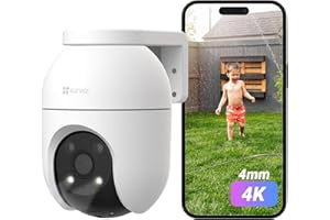 EZVIZ 4K Wifi Security Camera Outdoor Wired, Colour Night Vision, Human/Vehicle Detection, Auto-Track, Pan/Tilt 360°, No Monthly Fee, Support 512GB, Home CCTV System, Alexa/Google (C8c 8MP 4mm)