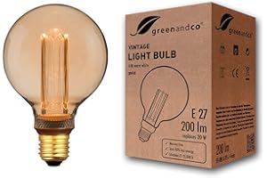 ‎GREENANDCO greenandco® Vintage Design LED Lampe zur Stimmungsbeleuchtung E27 G95 Edison Glühbirne 4W 200lm 1800K gold extra warmweiß 320° 230V flimmerfrei, nicht dimmbar