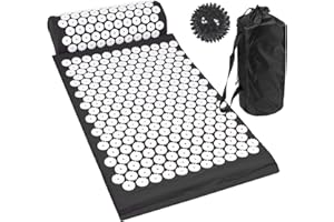 Komodo Acupressure Mat with Pillow & Ball Acupuncture Pin Massage Set (Black)