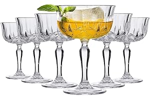 MYKAGS Martini Cocktail Glass, Set de 6 Verres de Cocktail en Cristal rétro 241ml pour Martini Margarita et Espresso Martini, Boissons de qualité supérieure