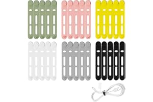 AOMHREK 30 kolorowych opasek kablowych, silikonowe opaski kablowe wielokrotnego użytku, klipsy do porządkowania i przechowywania kabel, kabli audio, sieciowych