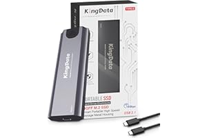 KingData Aluminum Enclosure Adapter USB 3.1 Type C to M.2 NGFF SSD External SSD Caddy Case Silver