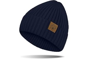 Kakaly Beanie Hat Men - Winter Warm Beanie Hat, Termal Knitted Cuffed Maple Leaf Slouchy Skullies Beanie Gifts for Men/Him Outdoor Running Hiking UK