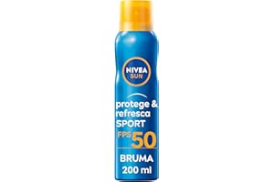 NIVEA SUN Protege & Refresca Spray Bruma Solar FP50 (1 x 200 ml), protector solar en spray transparente, bruma refrescante y resistente al agua