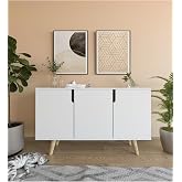 VM VERTEX MOBİLYA Verona 120 Cm Konsol, Kahve K&ouml;şesi, Tv &Uuml;nitesi, &Ccedil;ok Ama&ccedil;lı Ahşap Ayaklı Konsol Beyaz Beyaz
