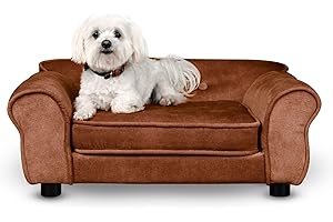 MG Design Haustiersofa in Braun – stabiles Holzgestell, weich gepolstert, pflegeleicht – Hundesofa & Katzensofa, fertig montiert