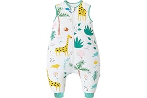 Chilsuessy - Gigoteuse pour bébé - Avec pieds - 2 tog - Gigoteuse pour toute saison - Sans manches - Avec jambes - Motif : girafe - Pour nourrissons - 70/Taille du bébé 80 à 90 cm