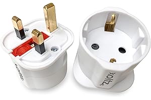 Xoltz European to UK Plug Adaptor Single Pack EU Euro Europe Schuko Travel Adapter to UK Socket Converter From Spain Italy Germany 13A Type C E F x 1
