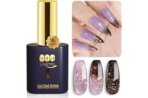 ‎YTD LIKOMEY YTD Likomey UV Nagellack Farbwechsel Thermo Farbgel,15ml Grau Schwarz Mehrfarbige Pailletten Gel Chamäleon Shellac Nagelgel UV/LED Color Change Gellack Gel Nail Polish