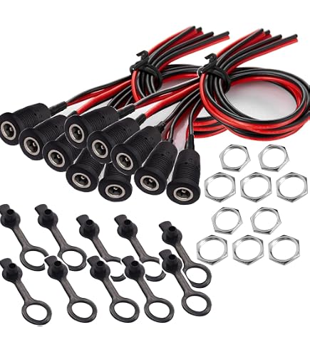 20x Connettore alimentazione 12V DC 5,5x2,1mm femmina da saldare - Adattatore presa per camera di sorveglianza CCTV - marca francese