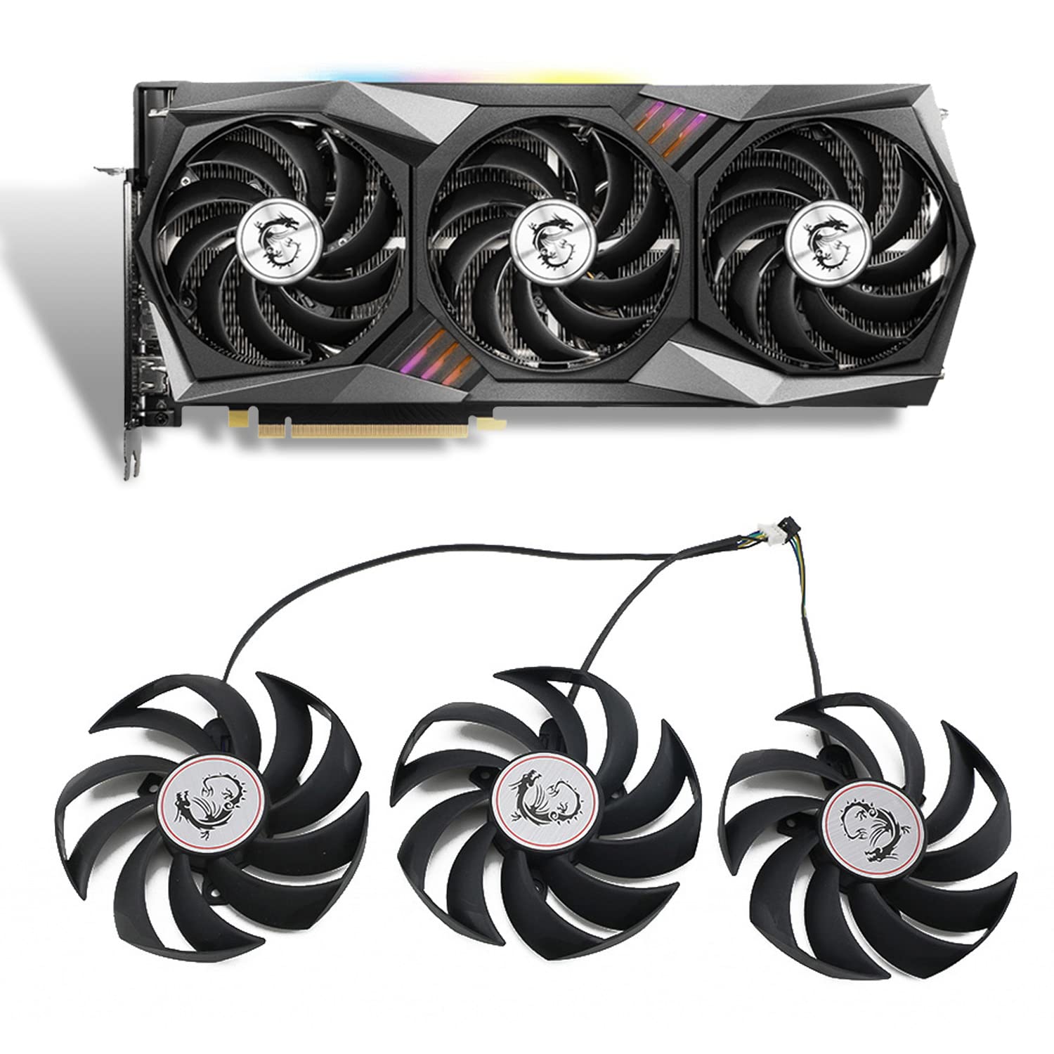 Cavabien 90mm Graphics Card Fan DC12V 0.40A PLD09210S12HH Video Card Cooling Fan for MSI GeForce RTX 3060 3060Ti 3070 3080 3080Ti 3090 Gaming X Trio GPU Fan Replacement (Fan-ABC)