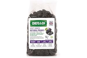 CHEFS & CO Soft Dried Prunes (pitted) | Whole Dried Fruits | Healthy Snack | Vegan & Vitamins Retained | Unsorbated | No Added Sugar (NATURAL, 750 g (Pack of 1))