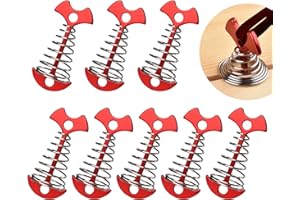 DIYJEP Piquet de Poisson, 8 Pièces Fishbone Tendeur de Tente avec Ressort Mousqueton, Aluminium Alliage Ressort Tentes Piquets, Camping Tent Stakes Pegs Anchor Tendeur pour Planche Pont (Rouge)
