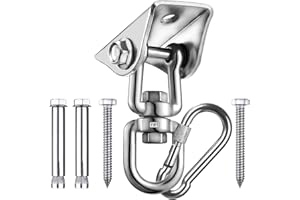GeeRic 4PCS Gancio per Soffitto, Girevole a 360°Ganci di Sospensione (304 Acciaio Inossidabile) (capacità Portante 500KG) Moschettone Ancoraggio da Parete Kit per Altalena, Amaca, Yoga, Sacco da Boxe